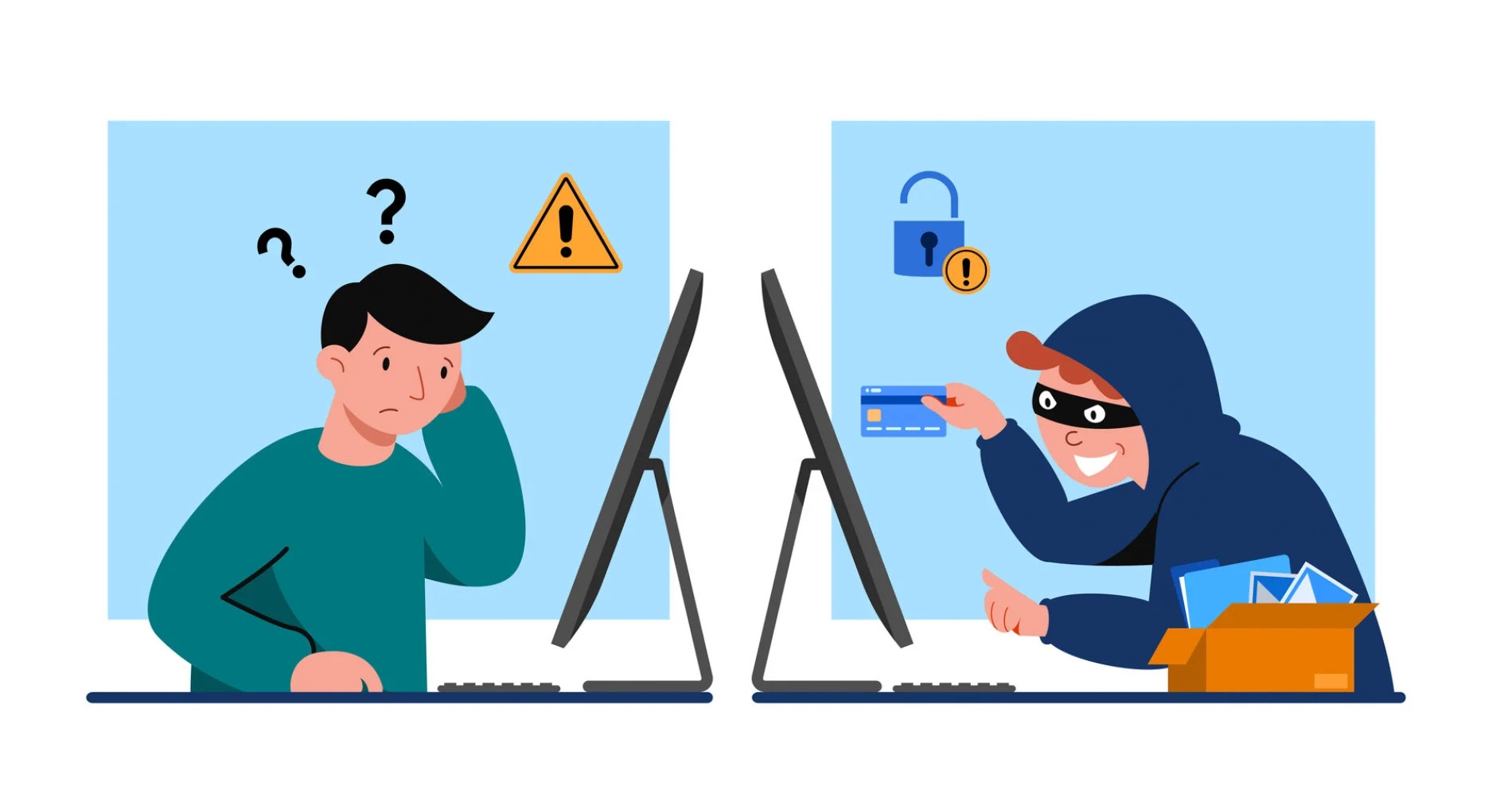 Penipuan online modus phishing di layar komputer
